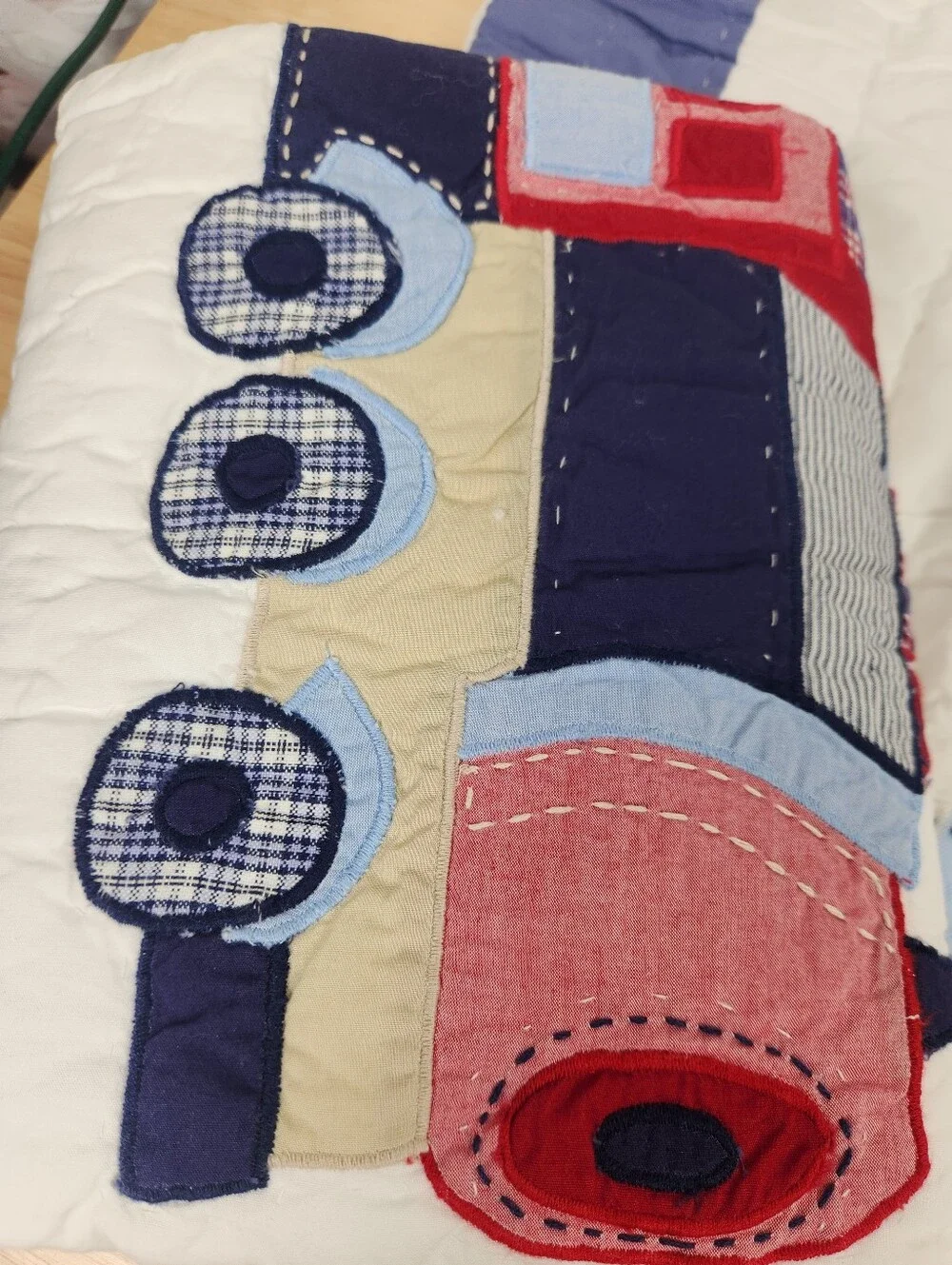 Pottery Barn Kids Quilted Pillow Sham Set of 2 Railway Express NOS Trains Plaid